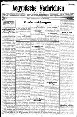 Aegyptische Nachrichten on Apr 27, 1912