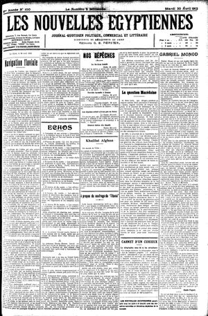 Les nouvelles Egyptiennes vom 30.04.1912