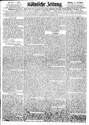 Kölnische Zeitung vom 22.12.1857