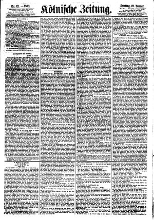 Kölnische Zeitung vom 12.01.1858