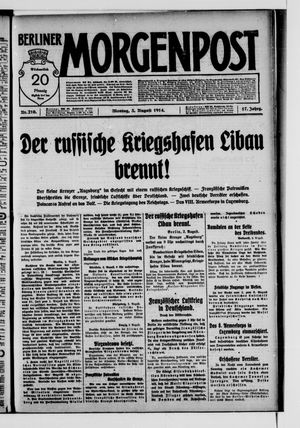 Berliner Morgenpost vom 03.08.1914