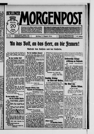 Berliner Morgenpost vom 07.08.1914