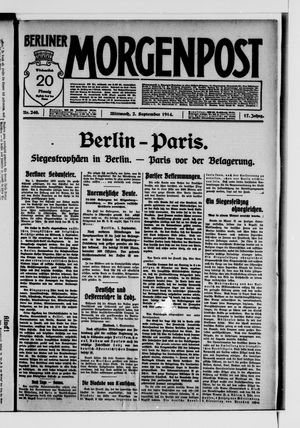 Berliner Morgenpost vom 02.09.1914