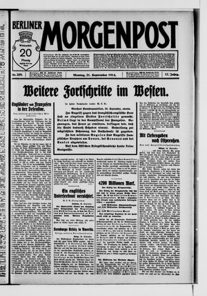 Berliner Morgenpost vom 21.09.1914