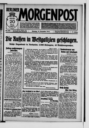 Berliner Morgenpost vom 14.12.1914