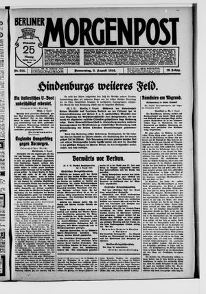 Berliner Morgenpost on Aug 3, 1916