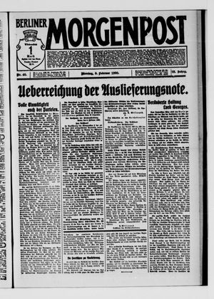 Berliner Morgenpost on Feb 9, 1920