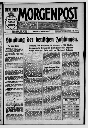 Berliner Morgenpost on Jan 8, 1922