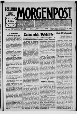 Berliner Morgenpost vom 27.09.1922