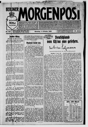 Berliner Morgenpost vom 01.10.1922