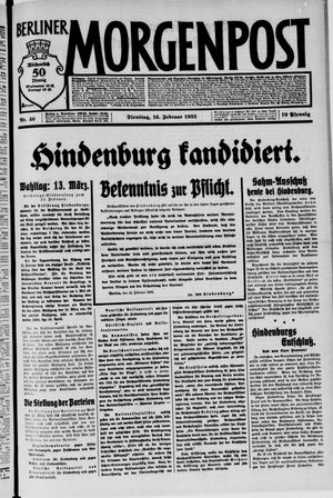 Berliner Morgenpost vom 16.02.1932