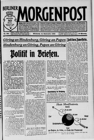 Berliner Morgenpost vom 14.09.1932