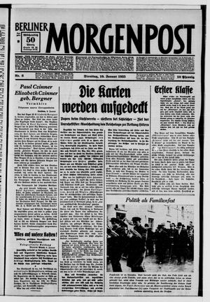 Berliner Morgenpost on Jan 10, 1933