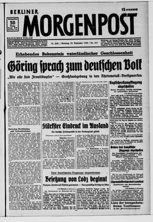 Berliner Morgenpost vom 10.09.1939