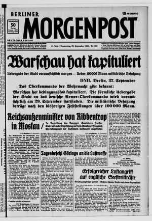 Berliner Morgenpost vom 28.09.1939