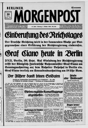 Berliner Morgenpost vom 01.10.1939