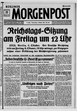 Berliner Morgenpost vom 05.10.1939