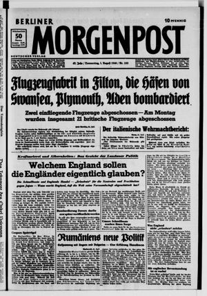 Berliner Morgenpost vom 01.08.1940