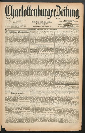 Charlottenburger Zeitung vom 22.01.1880