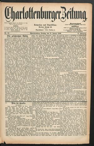 Charlottenburger Zeitung vom 27.01.1880