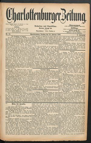 Charlottenburger Zeitung vom 10.02.1880