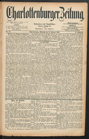 Charlottenburger Zeitung vom 11.02.1880