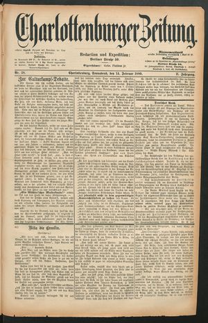 Charlottenburger Zeitung vom 14.02.1880