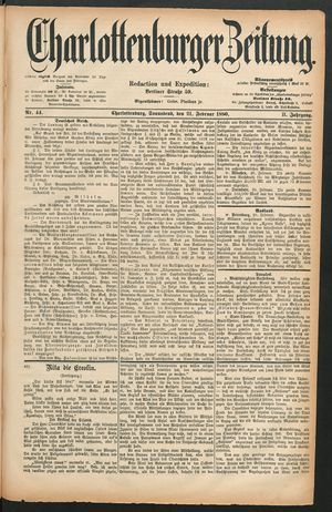 Charlottenburger Zeitung vom 21.02.1880