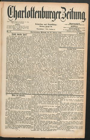 Charlottenburger Zeitung vom 25.02.1880