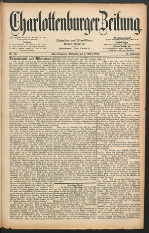 Charlottenburger Zeitung vom 03.03.1880