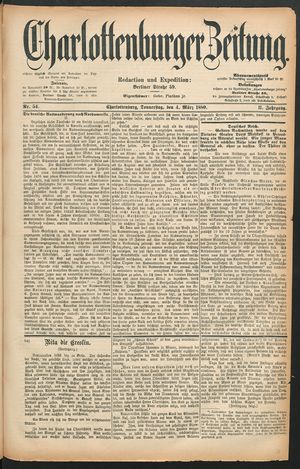 Charlottenburger Zeitung vom 04.03.1880