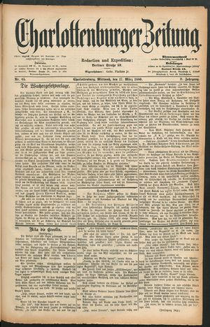 Charlottenburger Zeitung vom 17.03.1880