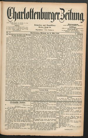 Charlottenburger Zeitung vom 24.03.1880