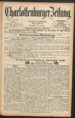 Charlottenburger Zeitung vom 28.03.1880