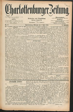 Charlottenburger Zeitung vom 07.04.1880