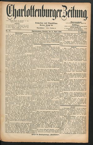Charlottenburger Zeitung vom 11.04.1880