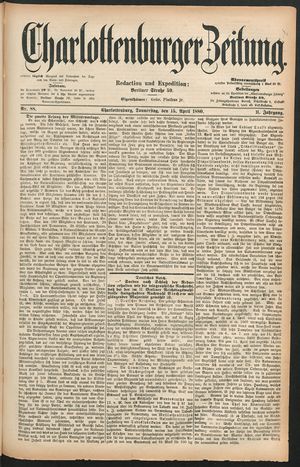 Charlottenburger Zeitung vom 15.04.1880