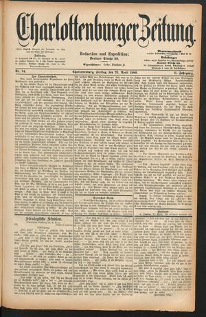 Charlottenburger Zeitung vom 23.04.1880