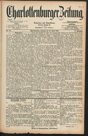 Charlottenburger Zeitung vom 25.04.1880