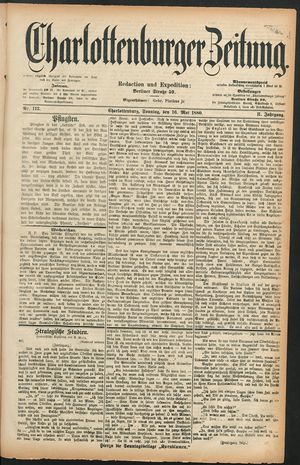 Charlottenburger Zeitung vom 16.05.1880