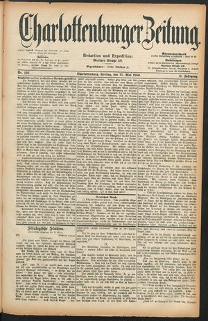 Charlottenburger Zeitung vom 21.05.1880