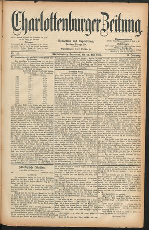 Charlottenburger Zeitung vom 22.05.1880