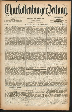 Charlottenburger Zeitung vom 23.05.1880