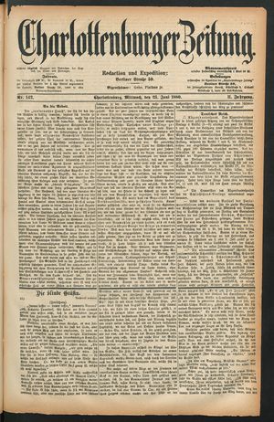 Charlottenburger Zeitung vom 23.06.1880