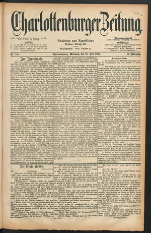 Charlottenburger Zeitung vom 21.07.1880
