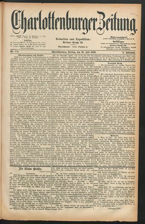 Charlottenburger Zeitung vom 23.07.1880