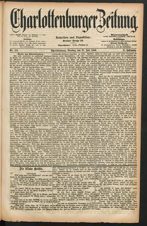 Charlottenburger Zeitung vom 27.07.1880