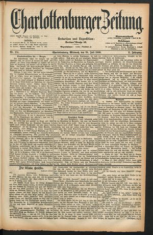 Charlottenburger Zeitung vom 28.07.1880