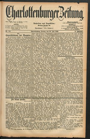 Charlottenburger Zeitung vom 30.07.1880