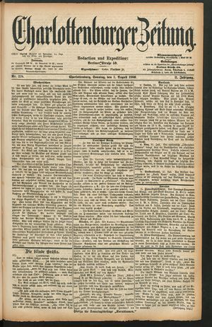 Charlottenburger Zeitung vom 01.08.1880